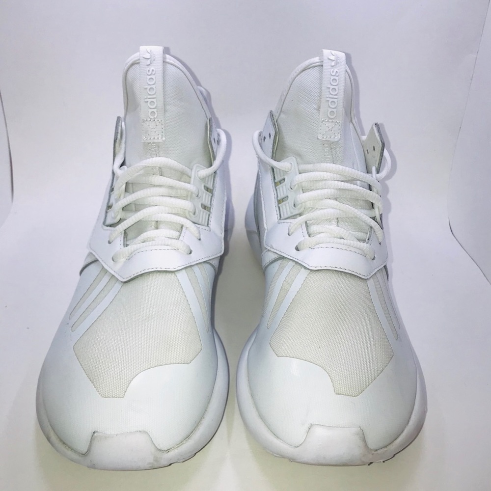 ADIDAS TUBULAR LEATHER TRAINERS WHITE